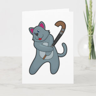 Cat at Hockey with Hockey stick Card
