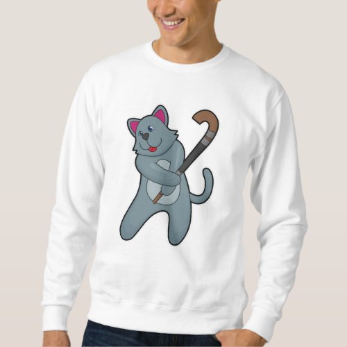 Cat at Hockey with Hockey stick Sweatshirt