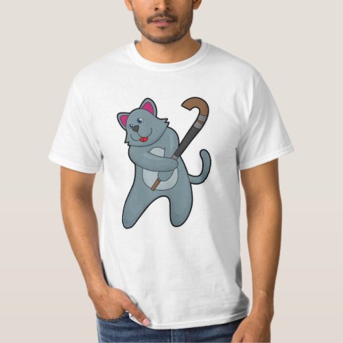 Cat at Hockey with Hockey stick T_Shirt