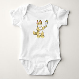 Cat at Ice hockey with Ice hockey stick Baby Bodysuit