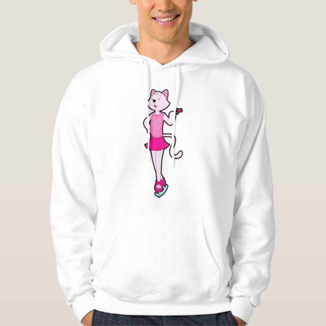 Cat at Ice skating with Flower Hoodie (Front)