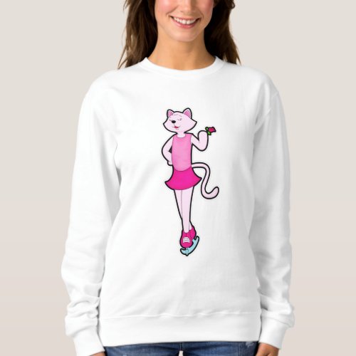 Cat at Ice skating with Flower Sweatshirt