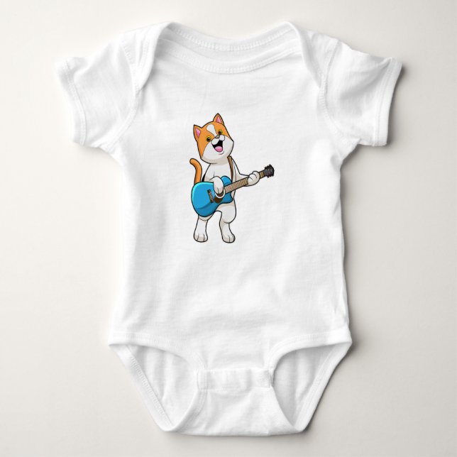 Cat at Music with Guitar Baby Bodysuit (Front)