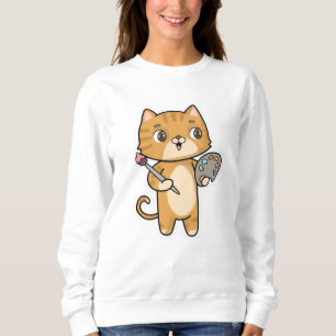 Cat at Painting with Colour & Brush Sweatshirt