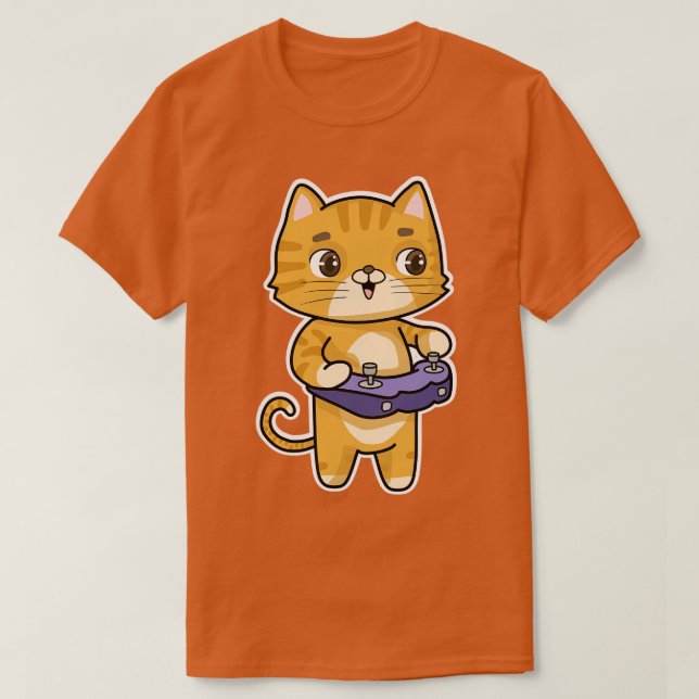 Cat at Playing with Controller T-Shirt (Design Front)