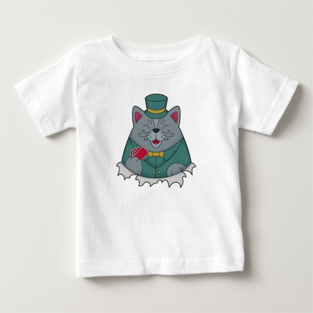 Cat at Poker with Poker cards Baby T-Shirt (Front)