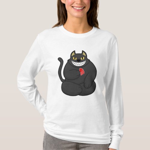Cat at Poker with Poker cards T_Shirt