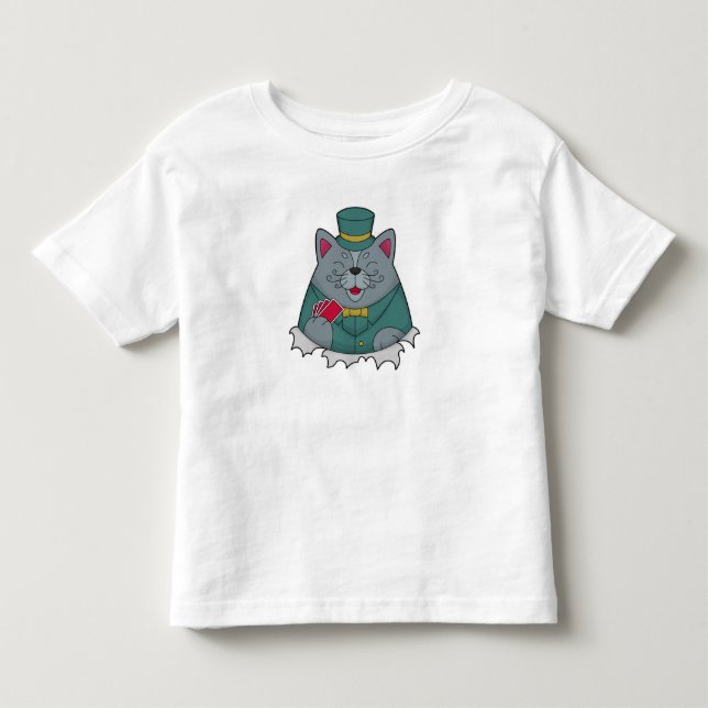 Cat at Poker with Poker cards Toddler T-shirt (Front)