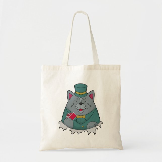 Cat at Poker with Poker cards Tote Bag (Front)