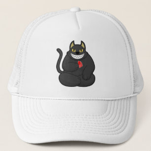 Cat at Poker with Poker cards Trucker Hat