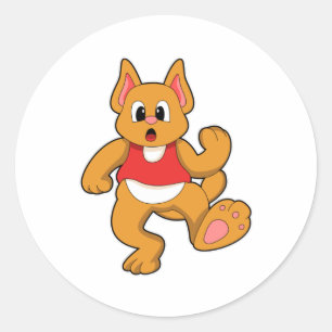 Cat at Running Classic Round Sticker