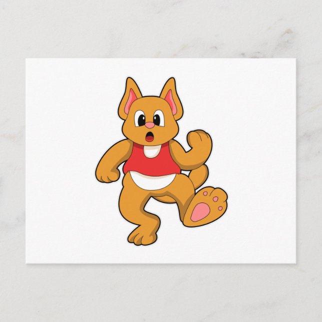 Cat at Running Postcard (Front)