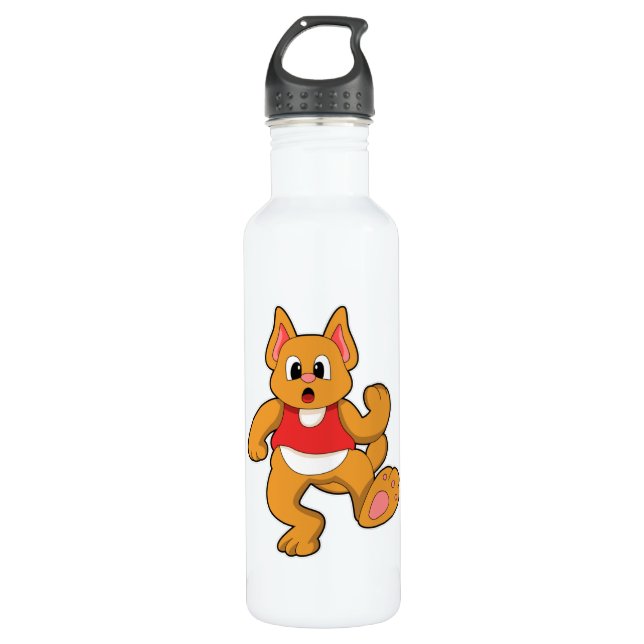 Cat at Running Stainless Steel Water Bottle (Front)
