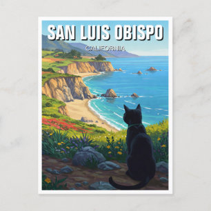 Cat at San Luis Obispo California Central Coast Postcard