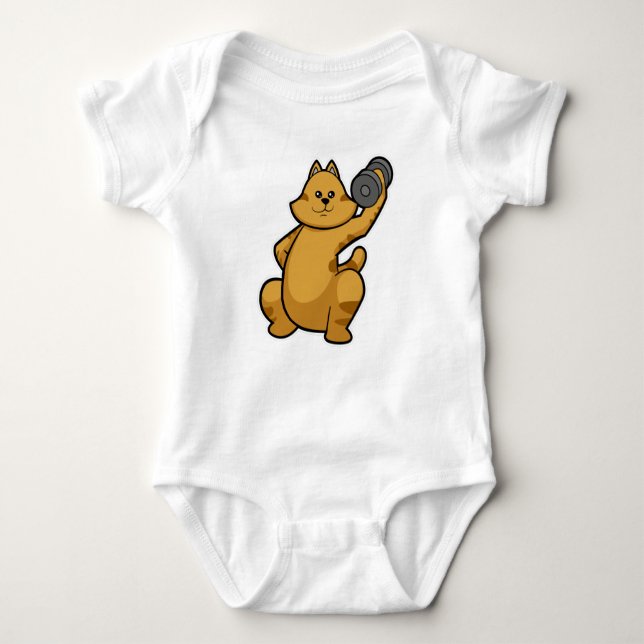 Cat at shoulder training with Dumbbell Baby Bodysuit (Front)