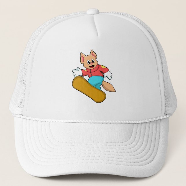Cat at Snowboard Sports Trucker Hat (Front)