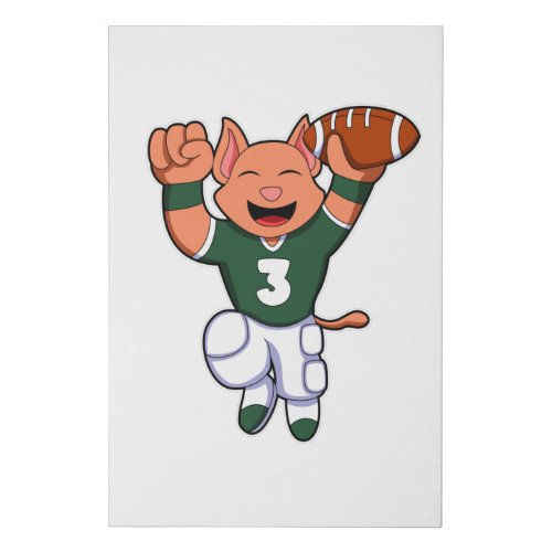 Cat at Sports with Football  Jersey Faux Canvas Print