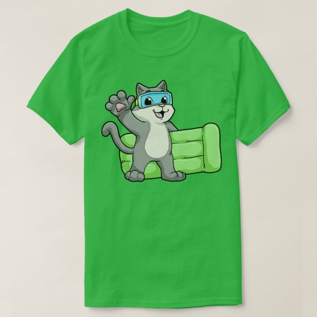 Cat at Swimming with Swimming goggles 1 T-Shirt (Design Front)