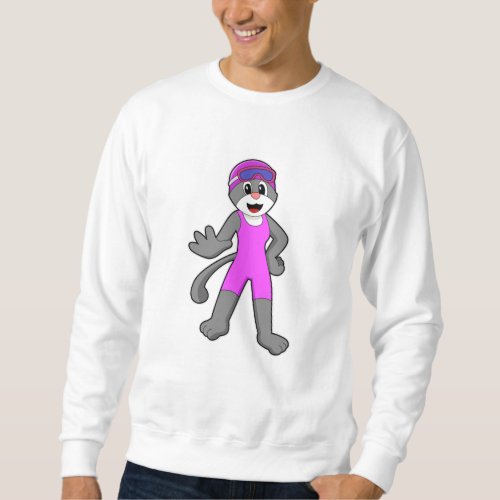 Cat at Swimming with Swimsuit Sweatshirt