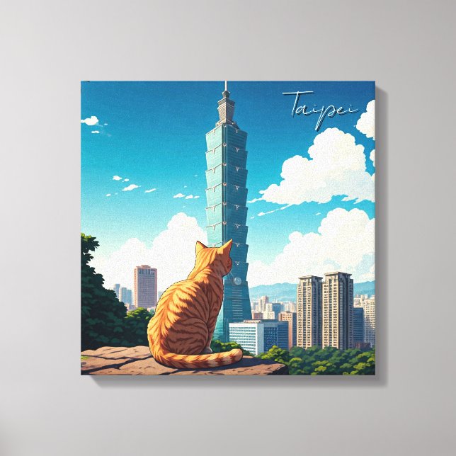 Cat at Taipei 101 Taiwan Canvas Print (Front)
