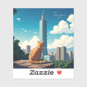 Cat at Taipei 101 Taiwan Sticker