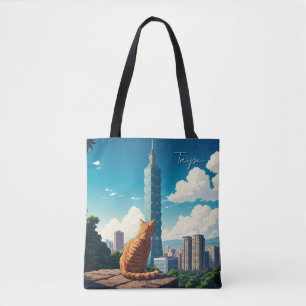 Cat at Taipei 101 Taiwan Tote Bag