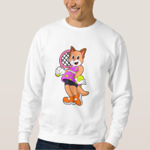 Cat at Tennis with Tennis racket Sweatshirt