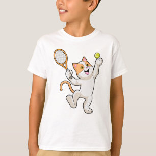 Cat at Tennis with Tennis racket T-Shirt