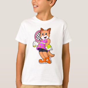 Cat at Tennis with Tennis racket T-Shirt