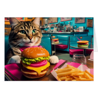 Cat at the Diner All Occasions Greeting Card