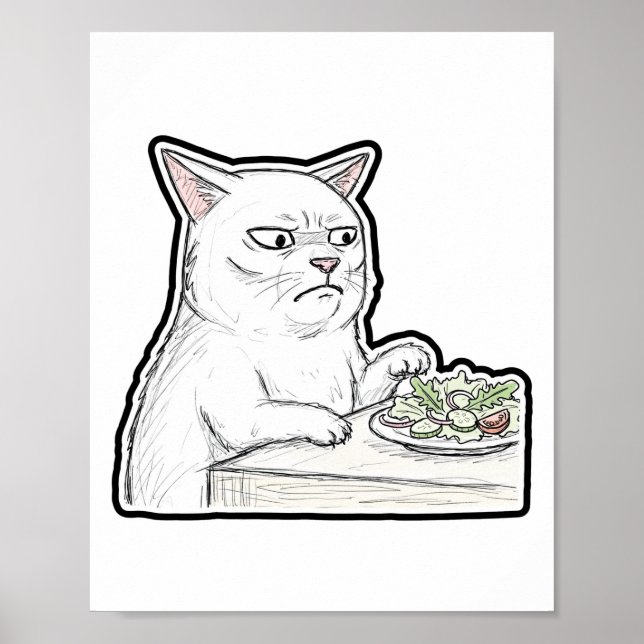 Cat at the Dinner Table Poster (Front)