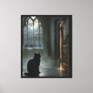 Cat at the Gothic Window Canvas Print