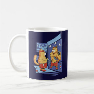 CAT AT THE GYM LIFTING WEIGHT COFFEE MUG