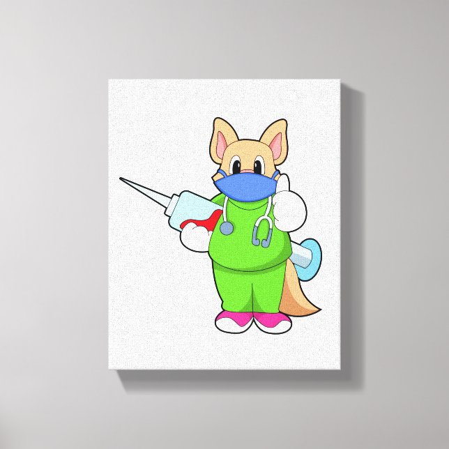 Cat at Vaccination with Syringe Canvas Print (Front)