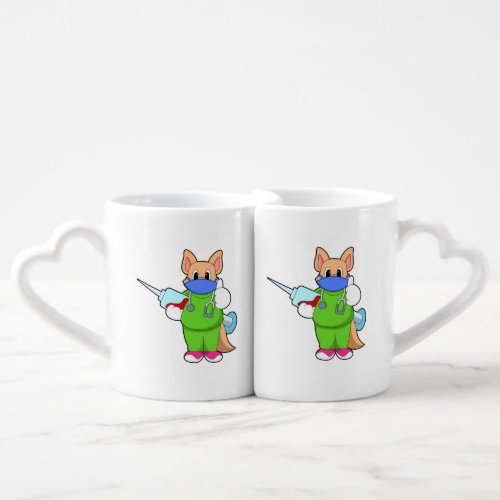 Cat at Vaccination with Syringe Coffee Mug Set