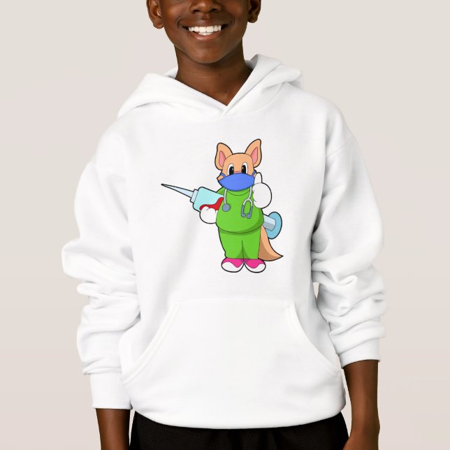Cat at Vaccination with Syringe Hoodie (Front)