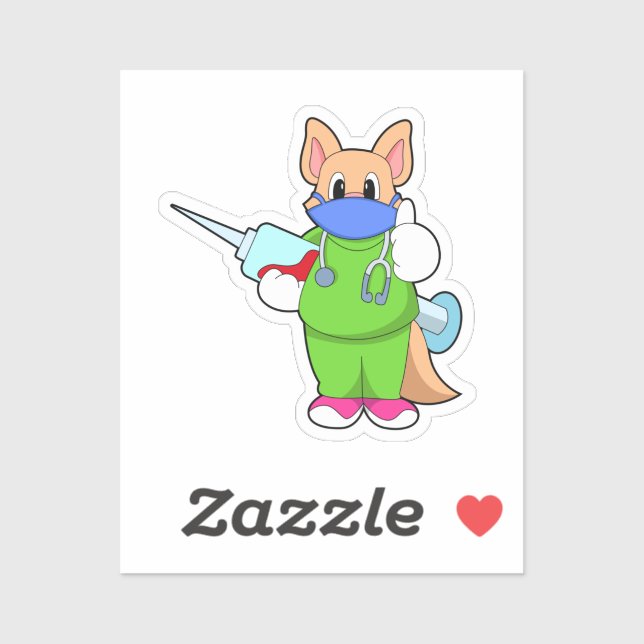 Cat at Vaccination with Syringe Sticker (Sheet)