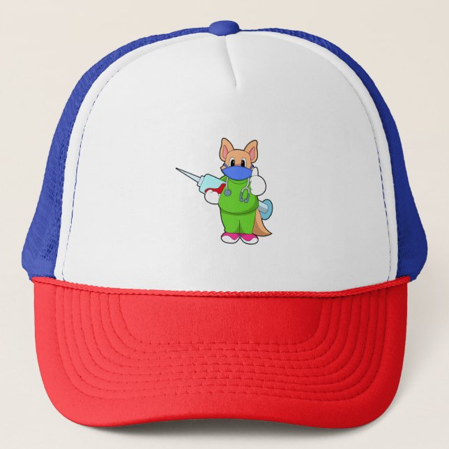 Cat at Vaccination with Syringe Trucker Hat (Front)