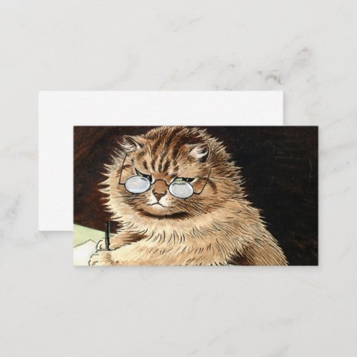 Cat at work with glasses by Louis Wain Business Card