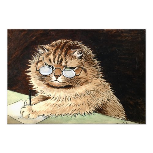 Cat at work with glasses by Louis Wain Photo Print