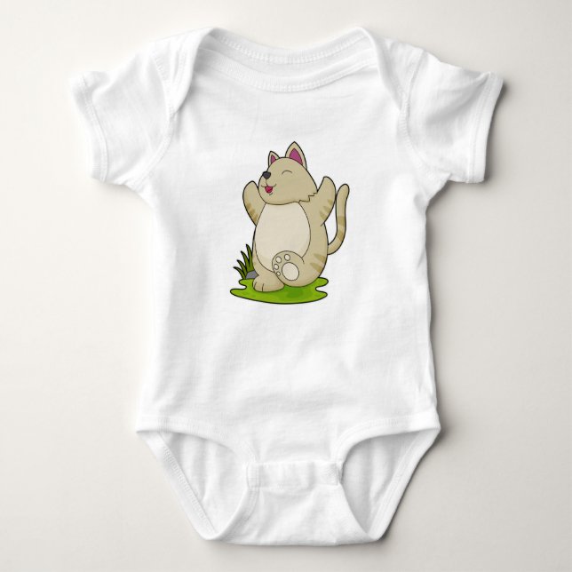 Cat at Yoga Baby Bodysuit (Front)
