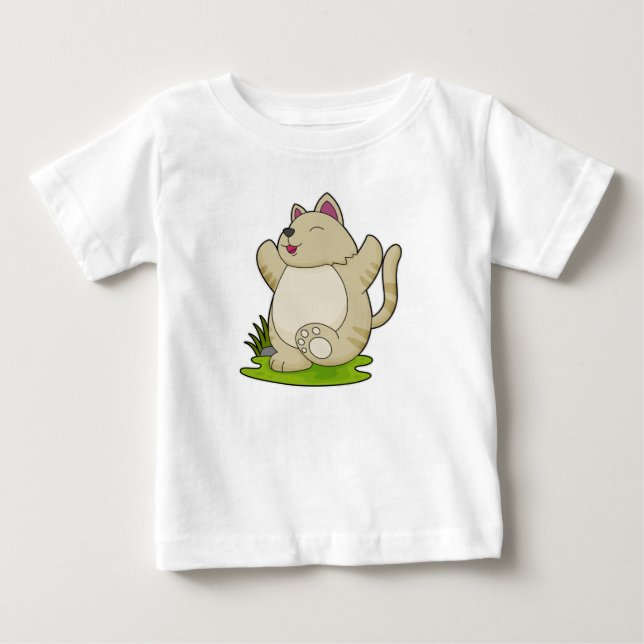 Cat at Yoga Baby T-Shirt (Front)