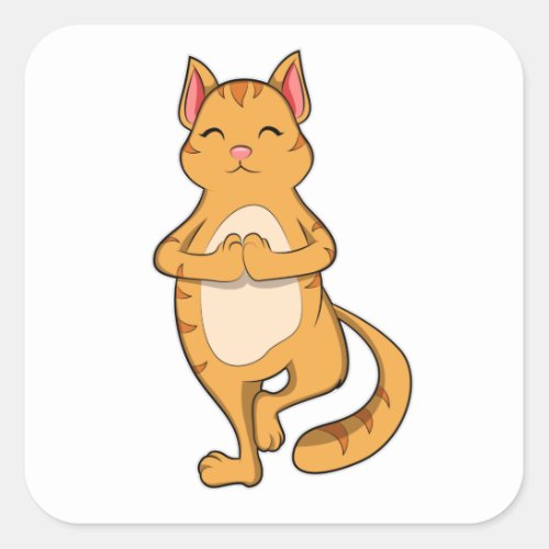 Cat at Yoga Exercise Square Sticker