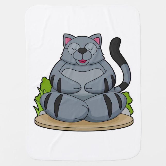 Cat at Yoga Fitness Baby Blanket (Front)