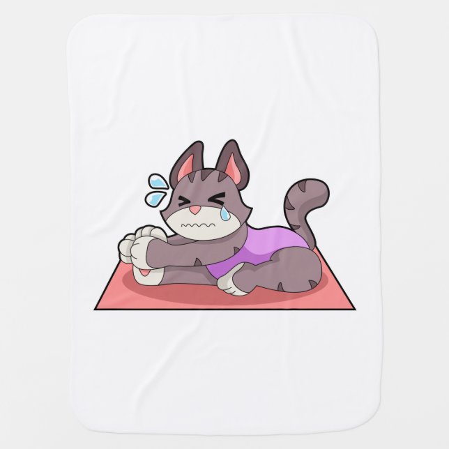 Cat at Yoga Fitness Baby Blanket (Front)