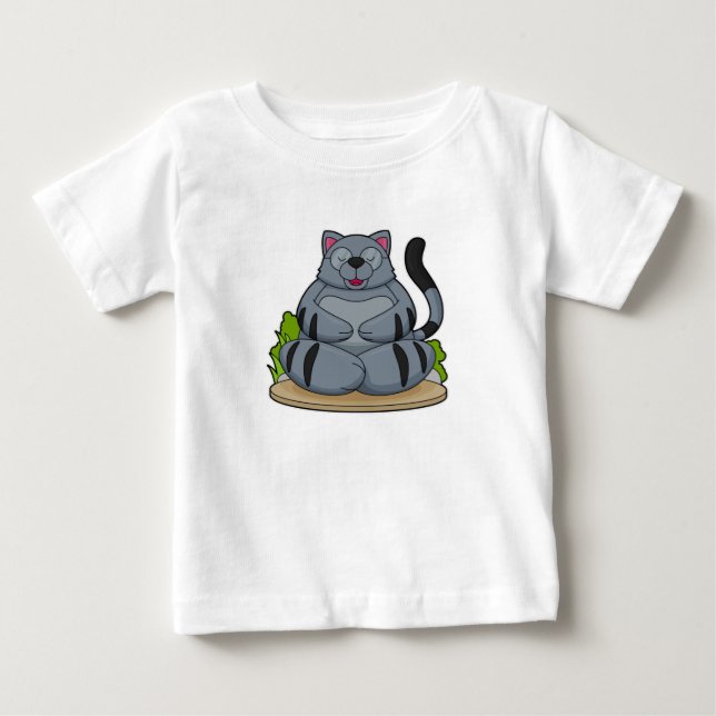 Cat at Yoga Fitness Baby T-Shirt (Front)