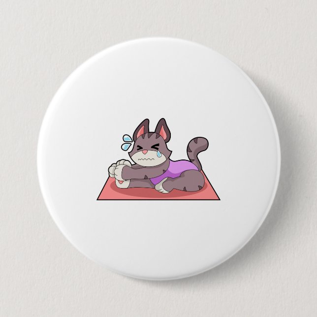 Cat at Yoga Fitness Button (Front)