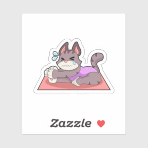 Cat at Yoga Fitness Sticker