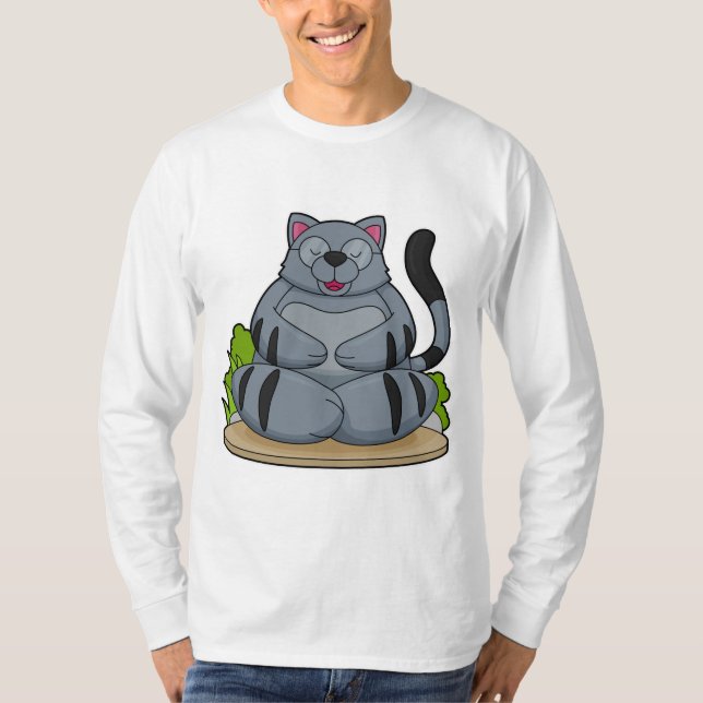 Cat at Yoga Fitness T-Shirt (Front)