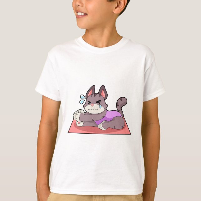 Cat at Yoga Fitness T-Shirt (Front)